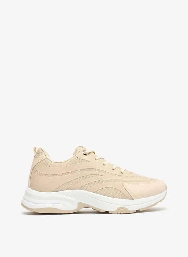 Flora Bella By Shoexpress Women Textured Lace-Up Low Ankle Sneakers