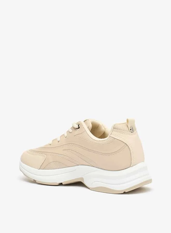Flora Bella By Shoexpress Women Textured Lace-Up Low Ankle Sneakers