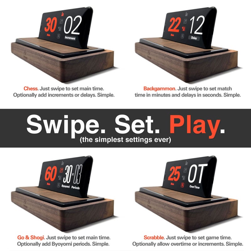 Tempest Deluxe - 2025 Edition - A Luxurious Walnut and Leather Chess Clock/Phone Dock Hybrid. Includes Deluxe Dock Plus Bundled iOS and Android Software (Phone is not Included) - Image 2