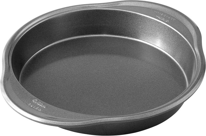 Wilton Advance Select 9 Inch Round Cake Pan Made without PFAS Extended Handles AntiWarping NonStick Baking Pan With DuraLast SiliconeInfused Coating Steel - Image 1