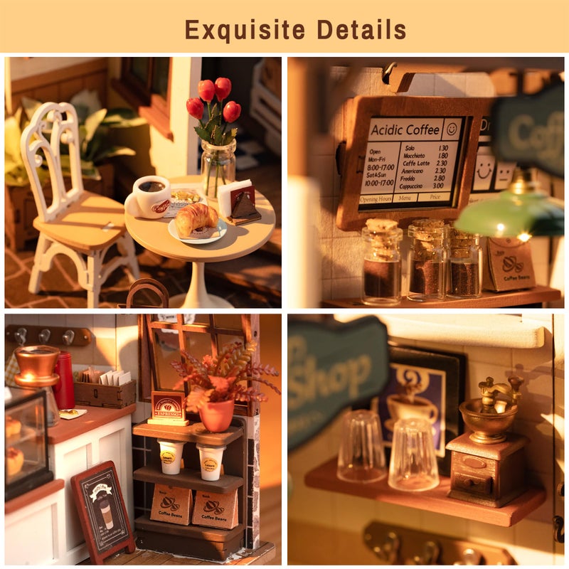 Rolife Coffee Shop Miniature Dollhouse Kit with LED Lights - DIY Crafts for Adults, Birthday Gifts and Hobbies - Image 4