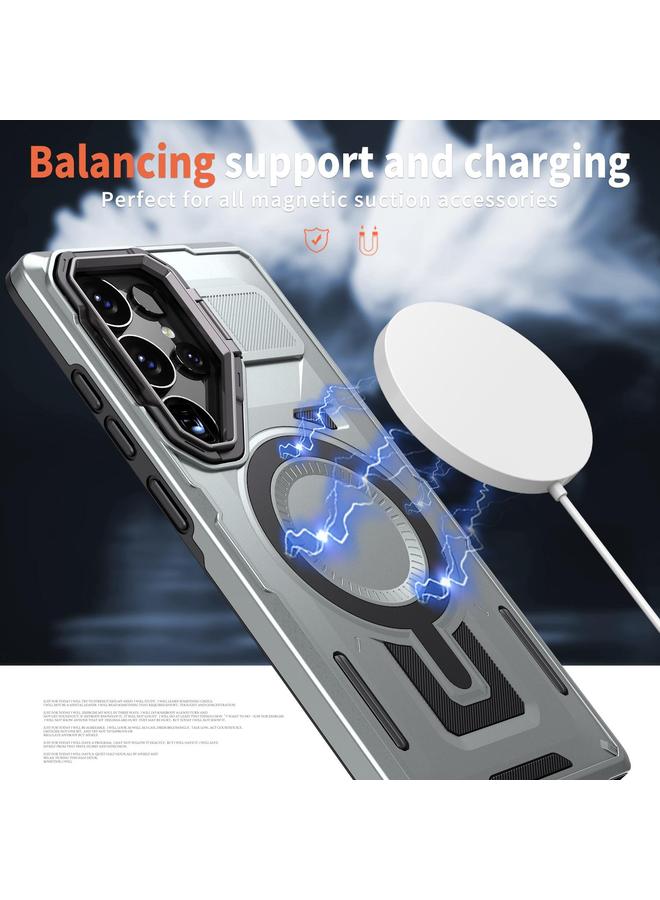 اس-توب جراب لهاتف Samsung Galaxy S24 5G Shield إطار مجوف حامل جراب هاتف MagSafe - Image 3