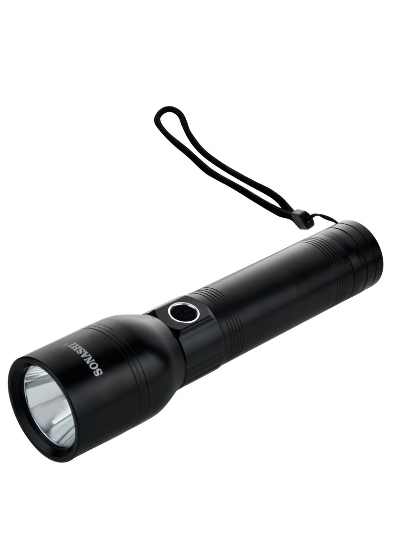 SONASHI Rechargeable LED Torch with 8000mAh Battery  Hyper Bright LED Light with 2KM Long Range Coverage  Type CPower Bank Charging Function with 135 Hours of Continuous Working  Flash Light SLT-386  - Image 1