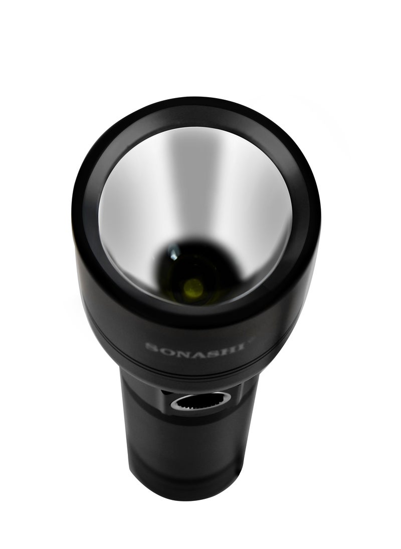 Rechargeable LED Torch with 8000mAh Battery  Hyper Bright LED Light with 2KM Long Range Coverage  Type CPower Bank Charging Function with 135 Hours of Continuous Working  Flash Light SLT-386