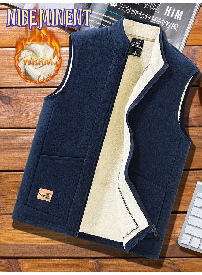 NIBEMINENT Men'S Sleeveless Jacket - Stand Collar Zip-Up Vest with Front Pockets, Lightweight Warm Winter Coat for Outdoor, Gym - Image 1