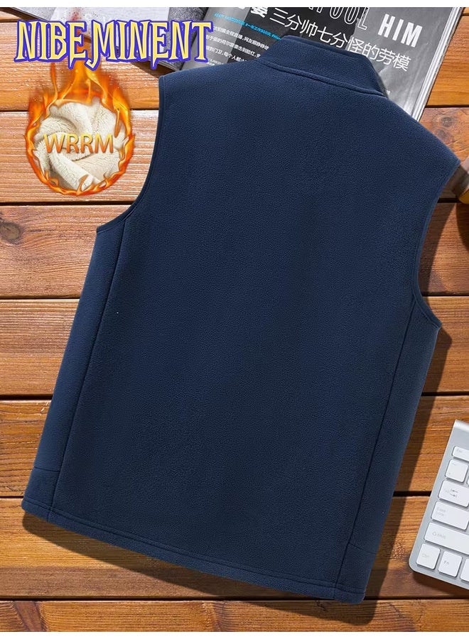 NIBEMINENT Men'S Sleeveless Jacket - Stand Collar Zip-Up Vest with Front Pockets, Lightweight Warm Winter Coat for Outdoor, Gym - Image 2