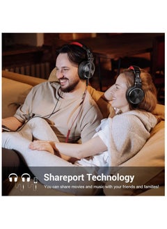 OneOdio OneOdio Over Ear Headphone, Wired Bass Headsets with 50mm Driver, Foldable Lightweight Headphones with Shareport and Mic for Recording Monitoring Podcast Guitar PC TV - (Red)  - Image 2