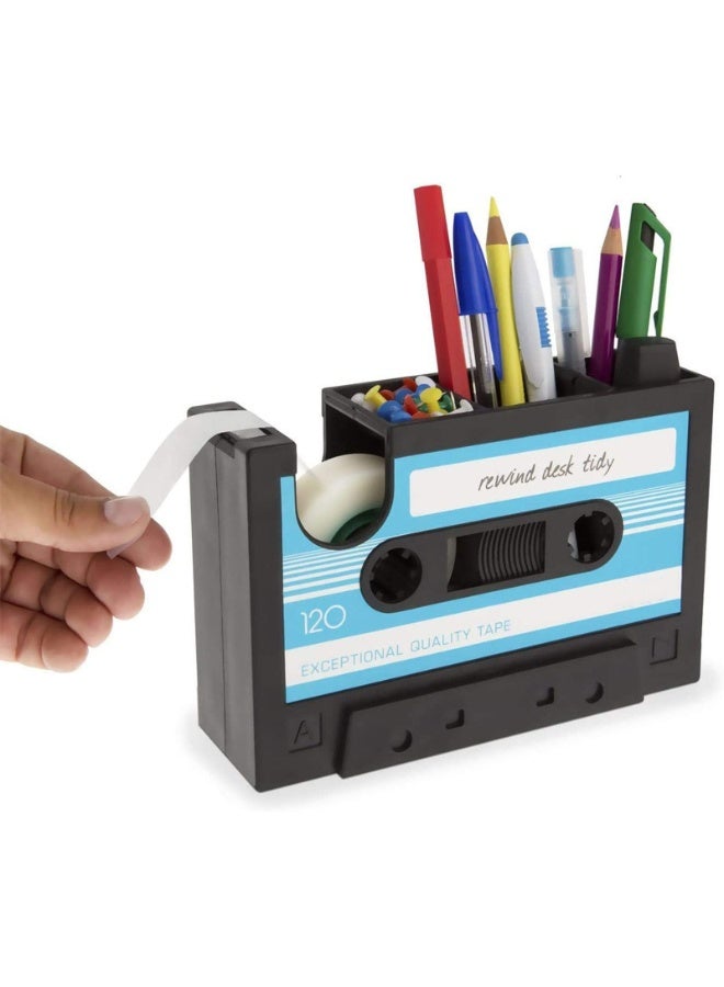 SUNSAR Cassette Tape Dispenser Pen Holder Desk Tidy Container Office Stationery Storage - Image 1