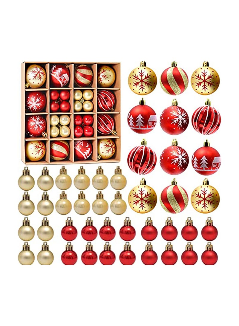 Decorative Ball Gift Hanging Ornaments 44 Pieces Painted Balls Glitter Plastic Hanging Decorative Balls Holiday Ball Set for Holiday Decoration Party Family Reunion Wedding Christmas (A) - Image 1
