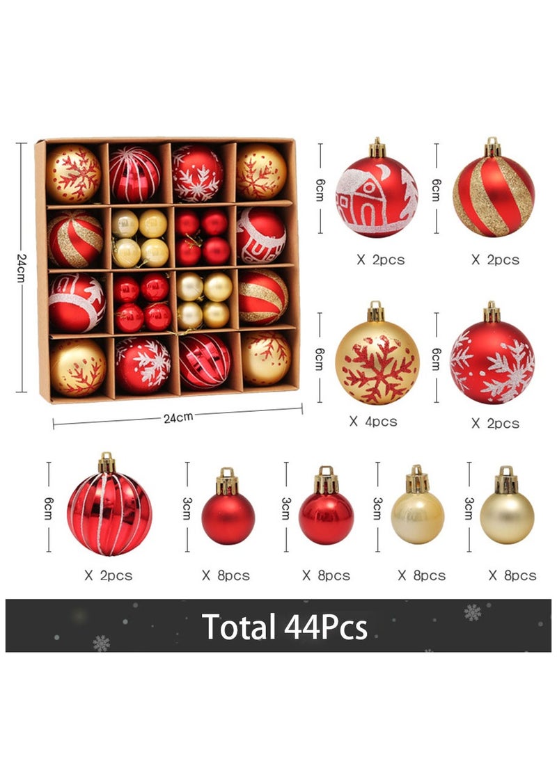 Decorative Ball Gift Hanging Ornaments 44 Pieces Painted Balls Glitter Plastic Hanging Decorative Balls Holiday Ball Set for Holiday Decoration Party Family Reunion Wedding Christmas (A) - Image 2