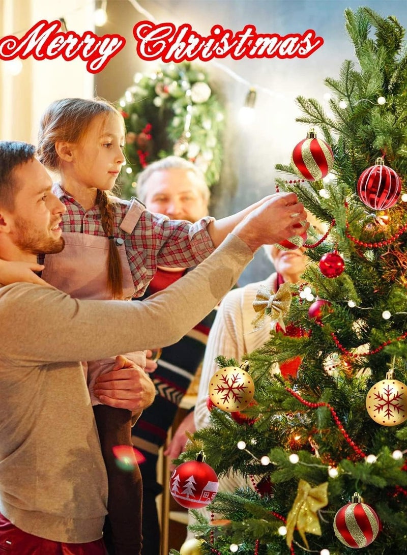 Decorative Ball Gift Hanging Ornaments 44 Pieces Painted Balls Glitter Plastic Hanging Decorative Balls Holiday Ball Set for Holiday Decoration Party Family Reunion Wedding Christmas (A) - Image 3