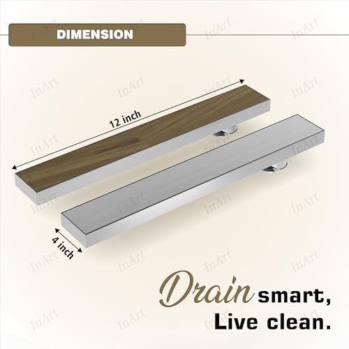 InArt Reversible Tile Insert 304 Stainless Steel Invisible Shower Drain Channel (12x4 Inches) | Waste Water Floor Drain Jali for 13mm Tile with Trap - 5 Year Warranty - Image 3