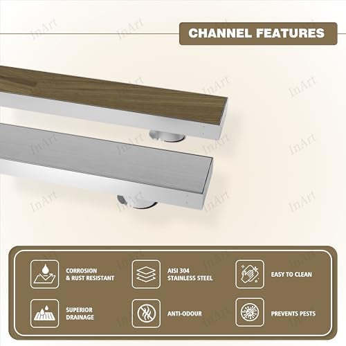 InArt Reversible Tile Insert 304 Stainless Steel Invisible Shower Drain Channel (12x4 Inches) | Waste Water Floor Drain Jali for 13mm Tile with Trap - 5 Year Warranty - Image 4