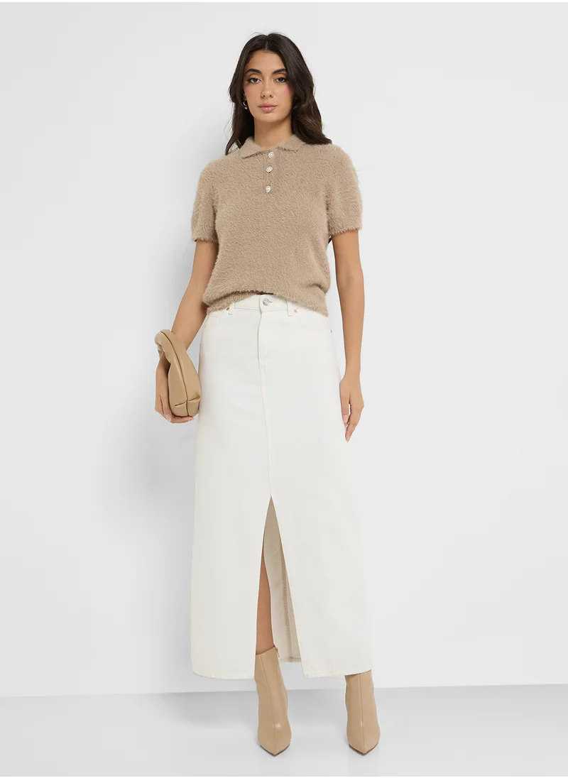 فيرو مودا Buttoned Neck Knitted Sweater