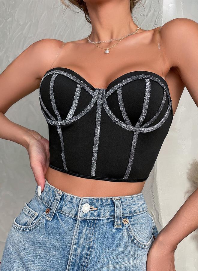 Take Two Embellished Black Body Corset - Image 4