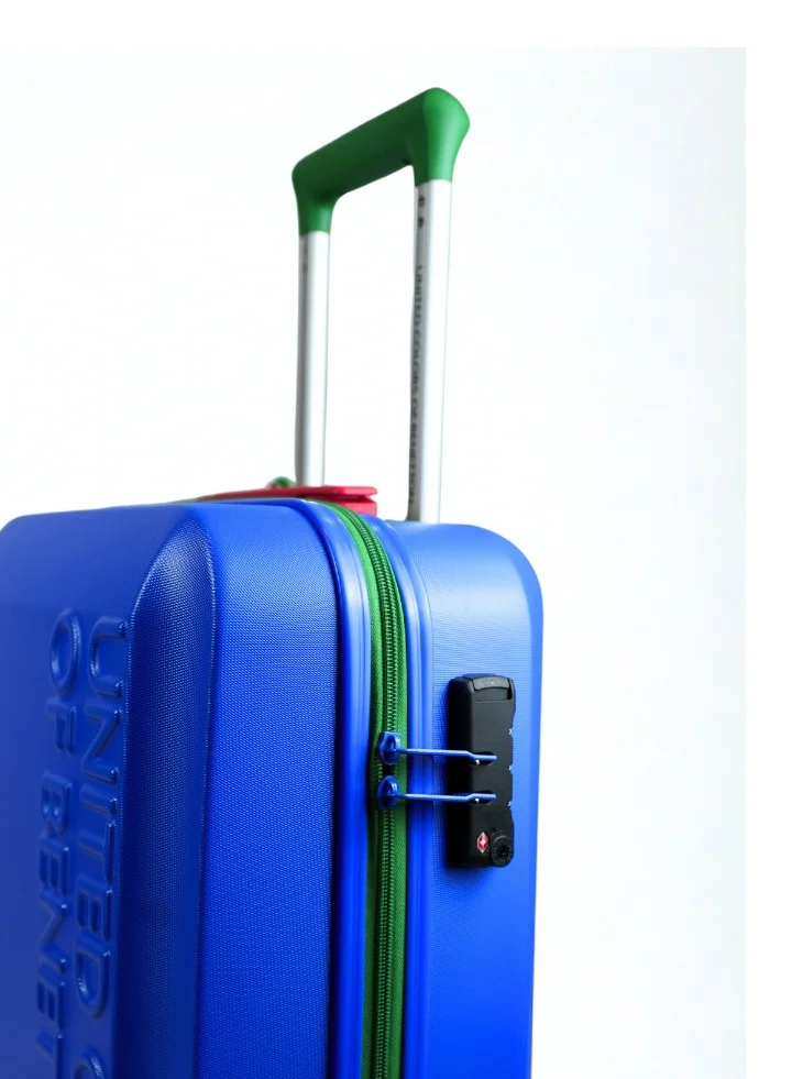 UNITED COLORS OF BENETTON BNTA-203X 20 Inch- Checked Luggage with TSA Lock| Material- Soft Trolley with lightweight| Adjustable Trolley Handle | Smooth Dual Wheels 360degree rotate| BLUE