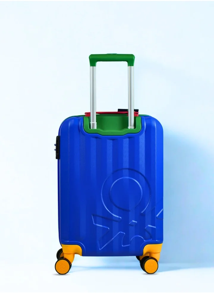 UNITED COLORS OF BENETTON BNTA-203X 20 Inch- Checked Luggage with TSA Lock| Material- Soft Trolley with lightweight| Adjustable Trolley Handle | Smooth Dual Wheels 360degree rotate| BLUE