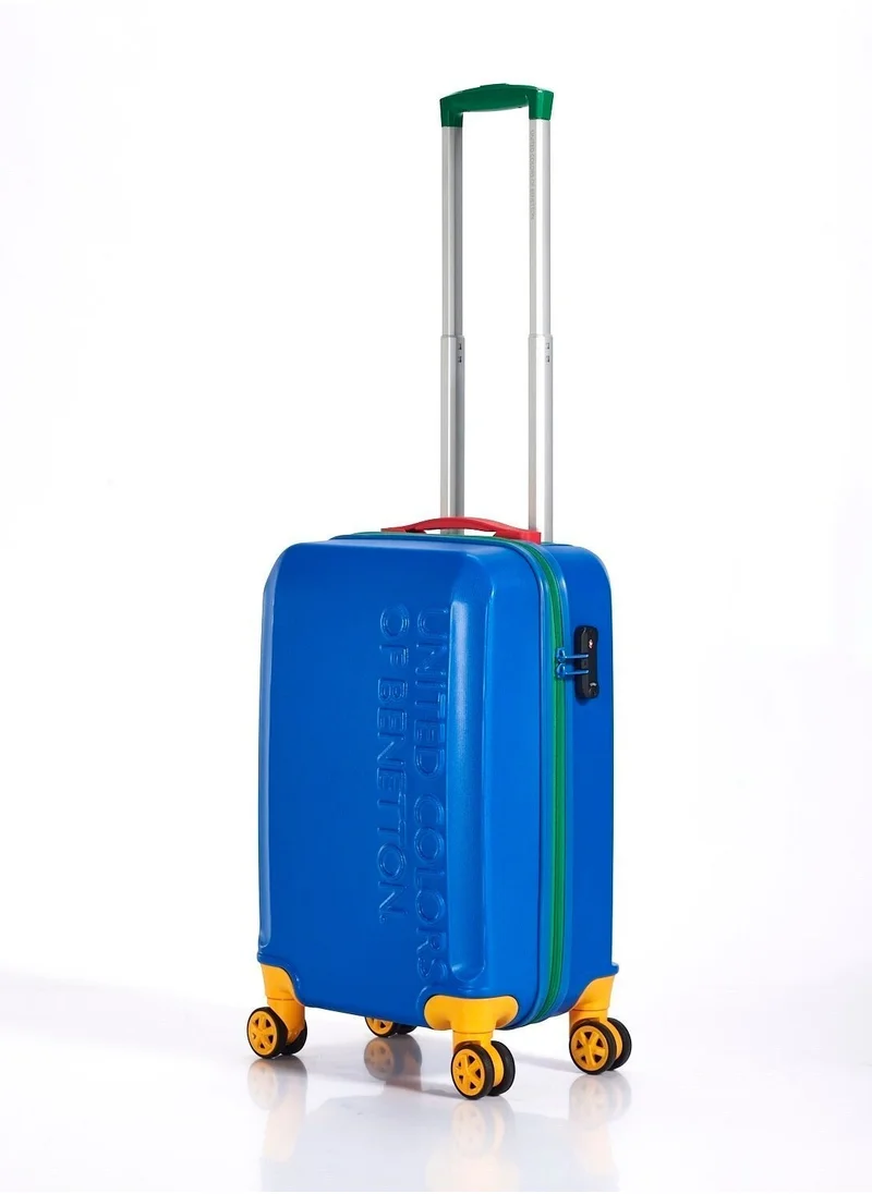 UNITED COLORS OF BENETTON BNTA-203X 20 Inch- Checked Luggage with TSA Lock| Material- Soft Trolley with lightweight| Adjustable Trolley Handle | Smooth Dual Wheels 360degree rotate| BLUE