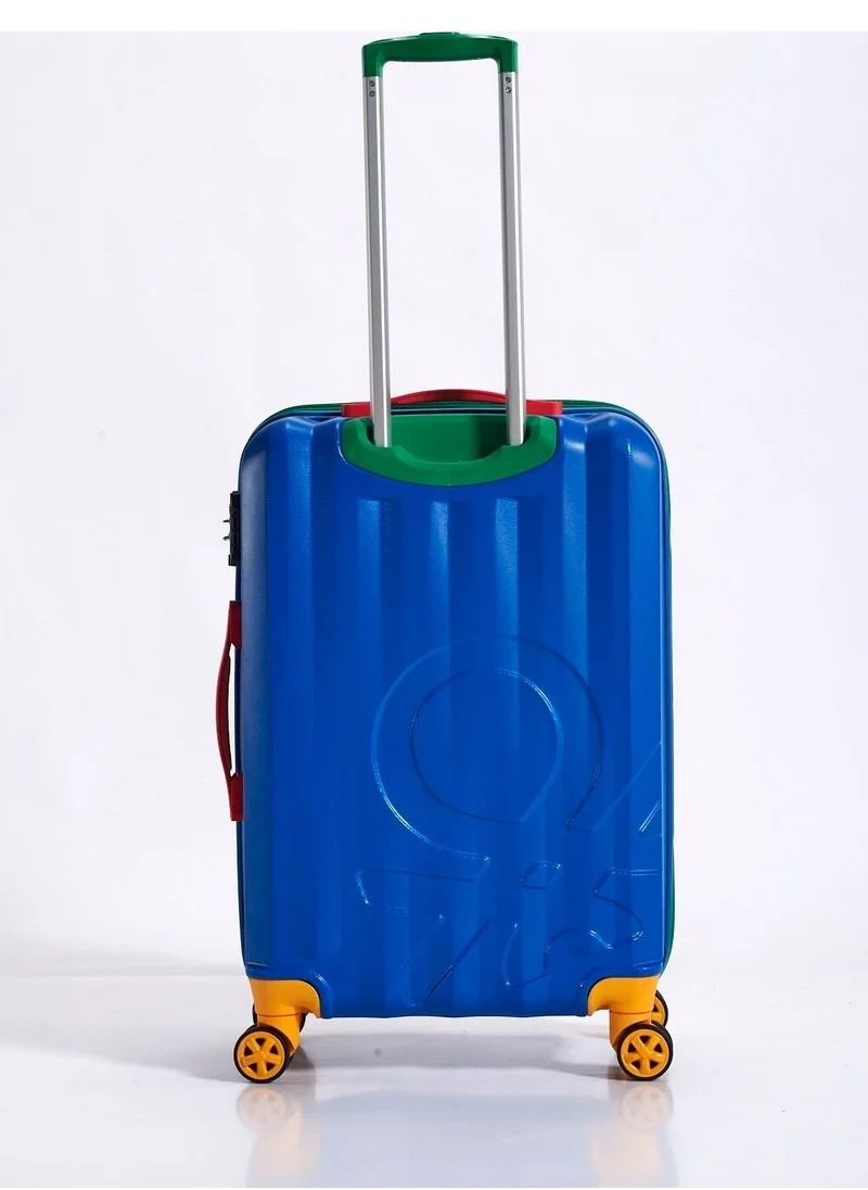 UNITED COLORS OF BENETTON BNTA-203X 20 Inch- Checked Luggage with TSA Lock| Material- Soft Trolley with lightweight| Adjustable Trolley Handle | Smooth Dual Wheels 360degree rotate| BLUE