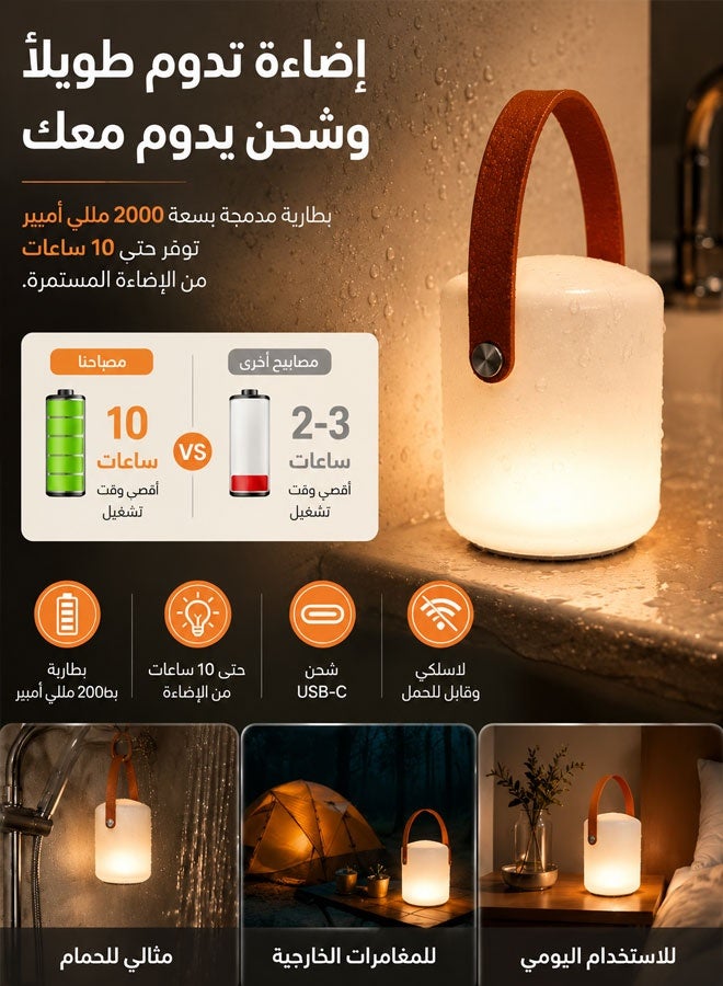 Cordless Waterproof Shower Lamp with 2000mAh Battrey, 16 Colors | Waterproof Shower Lamp with Remote, 16 RGB Colors 4 Dynamic Modes, Portable Night Light for Bathroom, Camping, Nursery - Image 3
