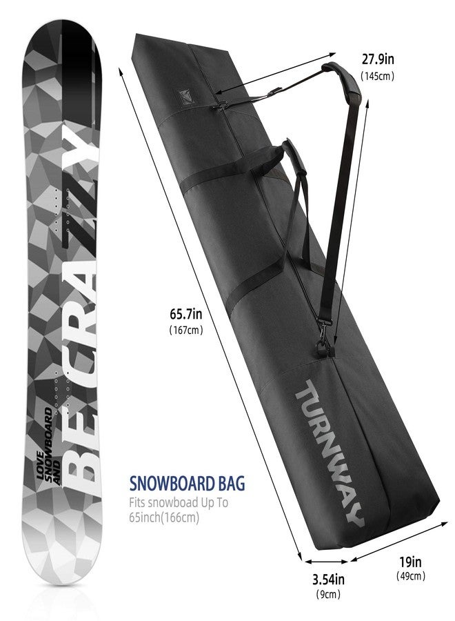 TurnWay Snowboard Bag | Store & Transport Snowboard Up to 165 cm & Extras | Waterproof - for Men, Women and Youth (Black) - Image 2