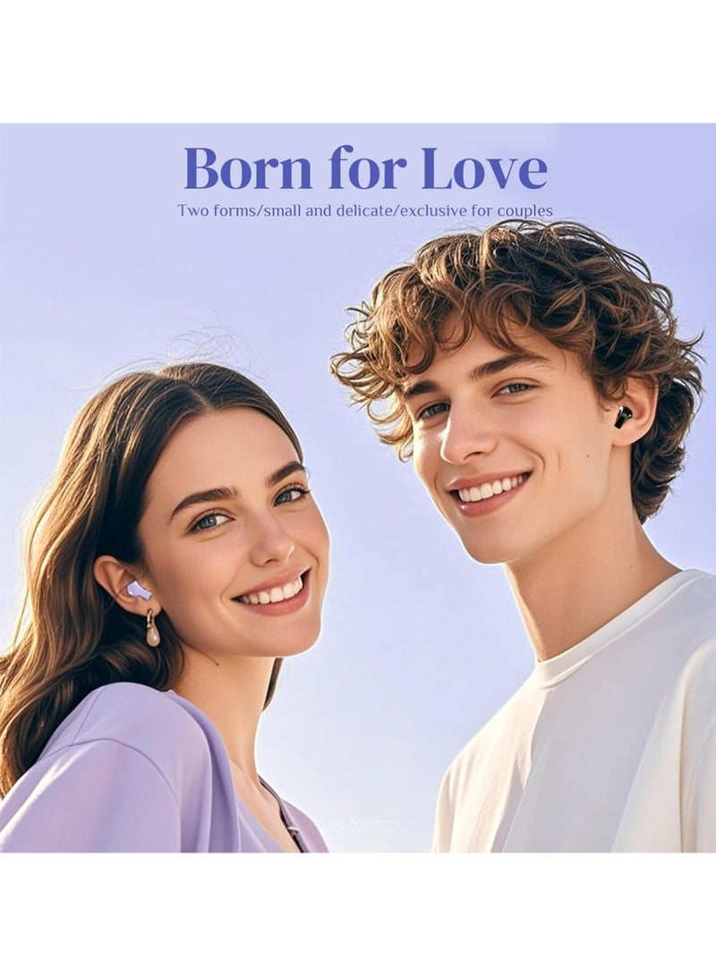 ULELAY Purple Heart Wireless Earbuds for Girls Kids, Cute Mini Tiny Small Invisible Earbuds Wireless Bluetooth for Small Ears Canals Women Rose Gold Kawai Blue Tooth Ear Buds for iPhone Android - Image 5