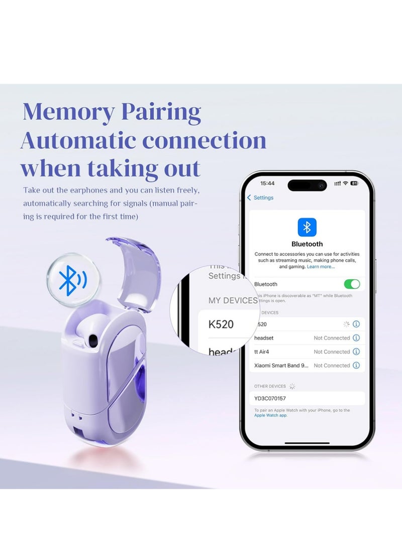 ULELAY Purple Heart Wireless Earbuds for Girls Kids, Cute Mini Tiny Small Invisible Earbuds Wireless Bluetooth for Small Ears Canals Women Rose Gold Kawai Blue Tooth Ear Buds for iPhone Android - Image 3