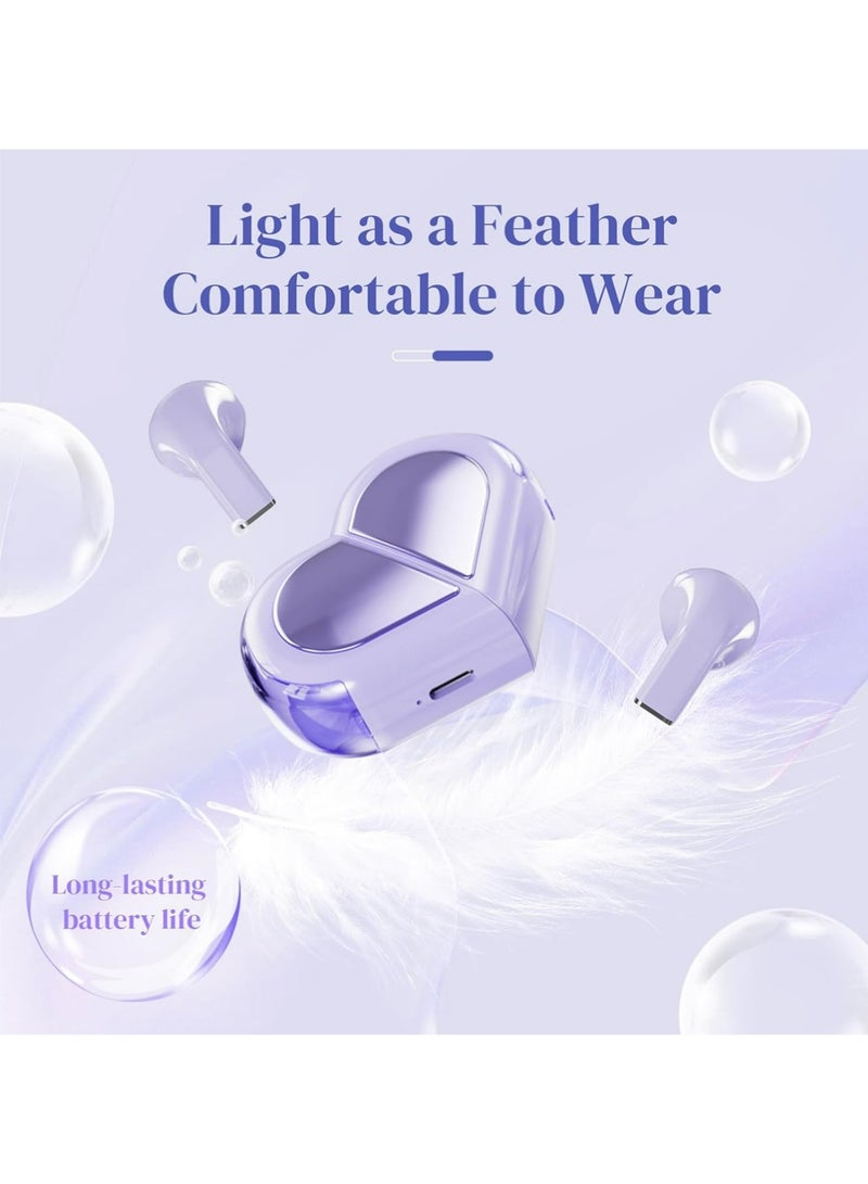 ULELAY Purple Heart Wireless Earbuds for Girls Kids, Cute Mini Tiny Small Invisible Earbuds Wireless Bluetooth for Small Ears Canals Women Rose Gold Kawai Blue Tooth Ear Buds for iPhone Android - Image 4