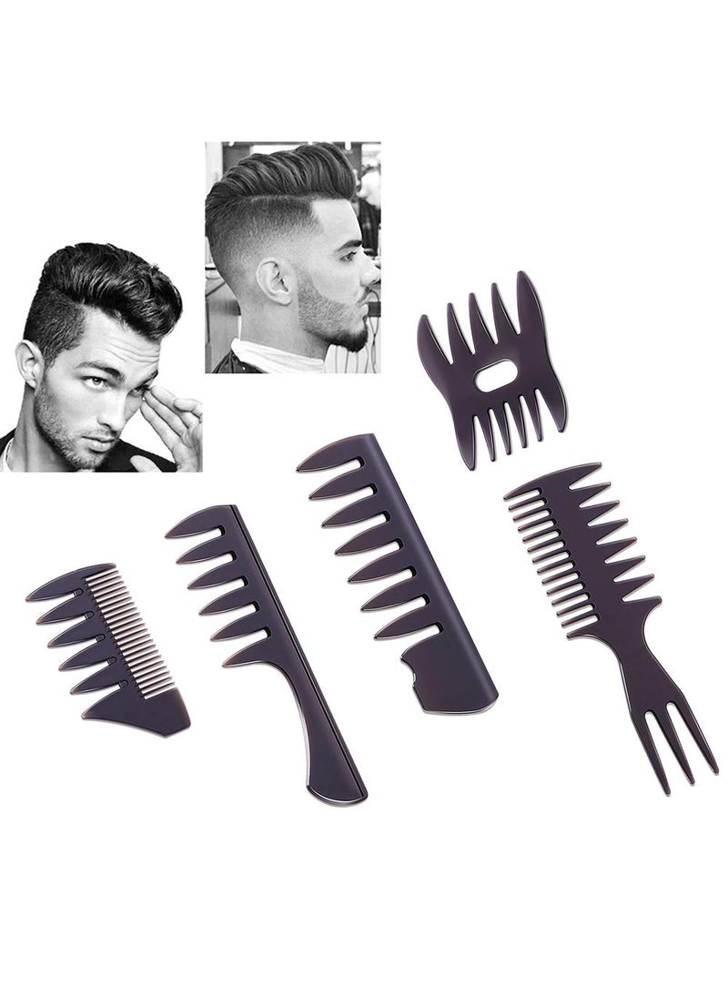 EastyGold - Styling Hair Comb Set Salon Barber Hairstylist Comb 5 Pack Professional Hair Brush Retro Hairdressing Hair Care Style Accessory Doublesided for Men Boy Gentleman - Image 1
