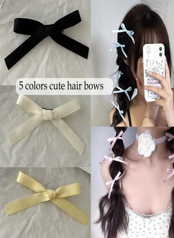 SALOCY 60PCS Mini Hair Bows for Women Girls Bowknot Hair Clip Y2k Hair Accessories Pink Ribbon Bows White Black Satin Bow Hair Clips for Hair Design - Image 3