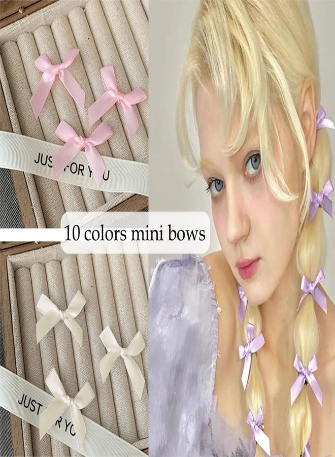 SALOCY 60PCS Mini Hair Bows for Women Girls Bowknot Hair Clip Y2k Hair Accessories Pink Ribbon Bows White Black Satin Bow Hair Clips for Hair Design - Image 2