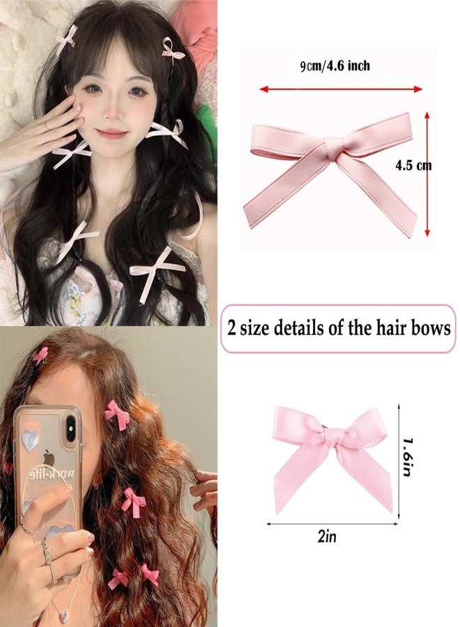 SALOCY 60PCS Mini Hair Bows for Women Girls Bowknot Hair Clip Y2k Hair Accessories Pink Ribbon Bows White Black Satin Bow Hair Clips for Hair Design - Image 4