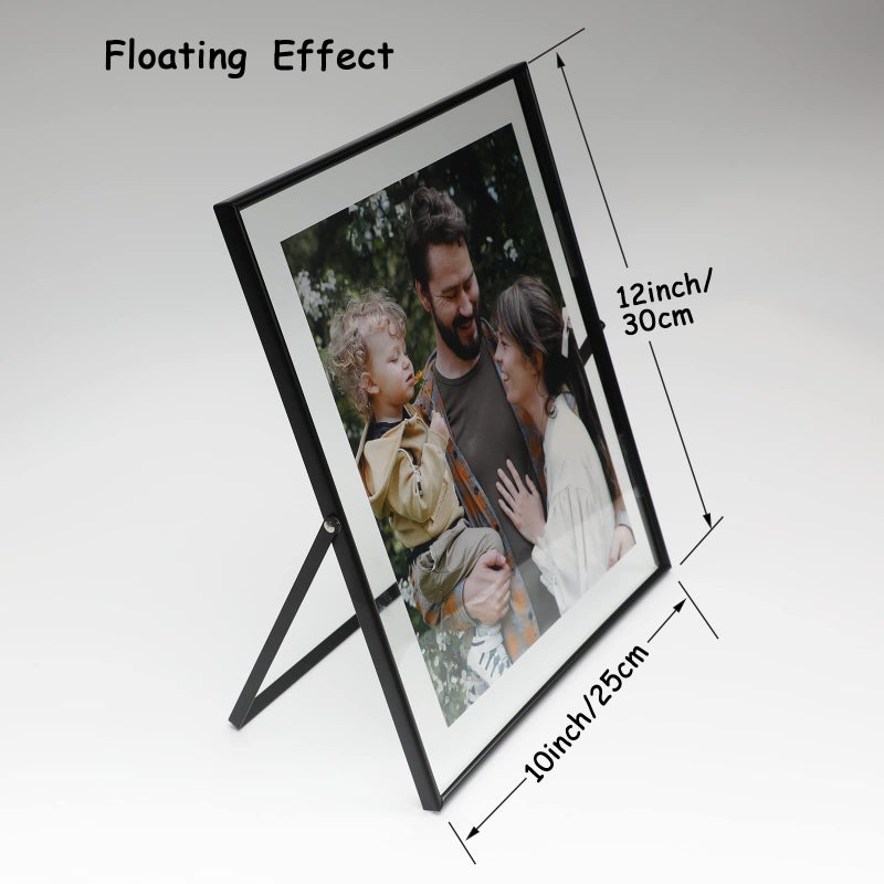 أهاجو Ahago Black Floating Frame (10 "" x12 "" عمودي) للصورة 9x11 8x10 7x9 إطارات صور الطاولة على الطاولة هدية راقية للمنزل الزفاف أو المكتب د؟ - Image 2