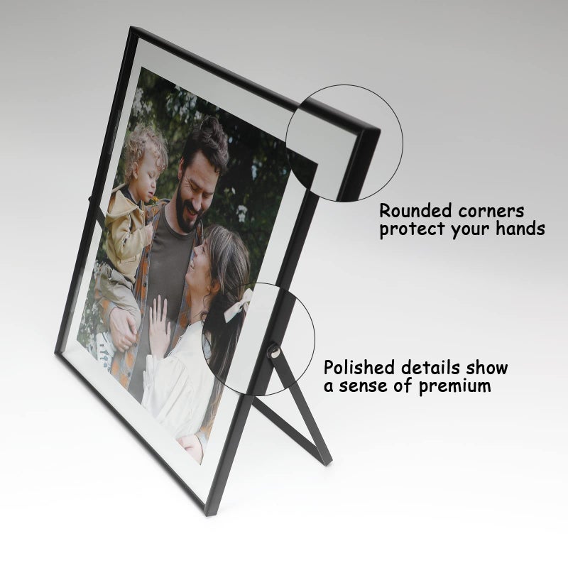أهاجو Ahago Black Floating Frame (10 "" x12 "" عمودي) للصورة 9x11 8x10 7x9 إطارات صور الطاولة على الطاولة هدية راقية للمنزل الزفاف أو المكتب د؟ - Image 3