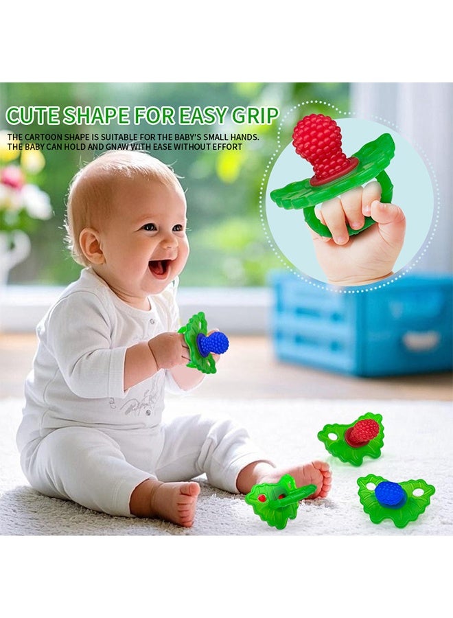 2 Pack Red & Blue Food Grade Silicone Baby Teether Toys, Textured  Infant Teething Toy, Soothes Babies' Sore Gums for Teething Relief - Image 5