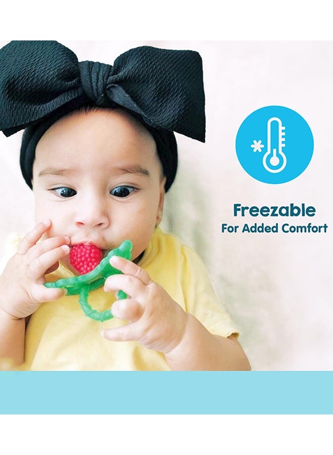 2 Pack Red & Blue Food Grade Silicone Baby Teether Toys, Textured  Infant Teething Toy, Soothes Babies' Sore Gums for Teething Relief - Image 4