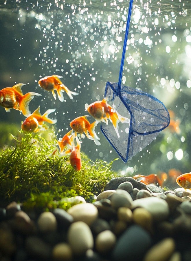 Mogoko 2 Packs 5 Inch Fish Net Aquarium, Small Fish Tank Net with Long Plastic Handle, Square net with Fine Mesh for Tank Cleaning(Blue) - Image 4