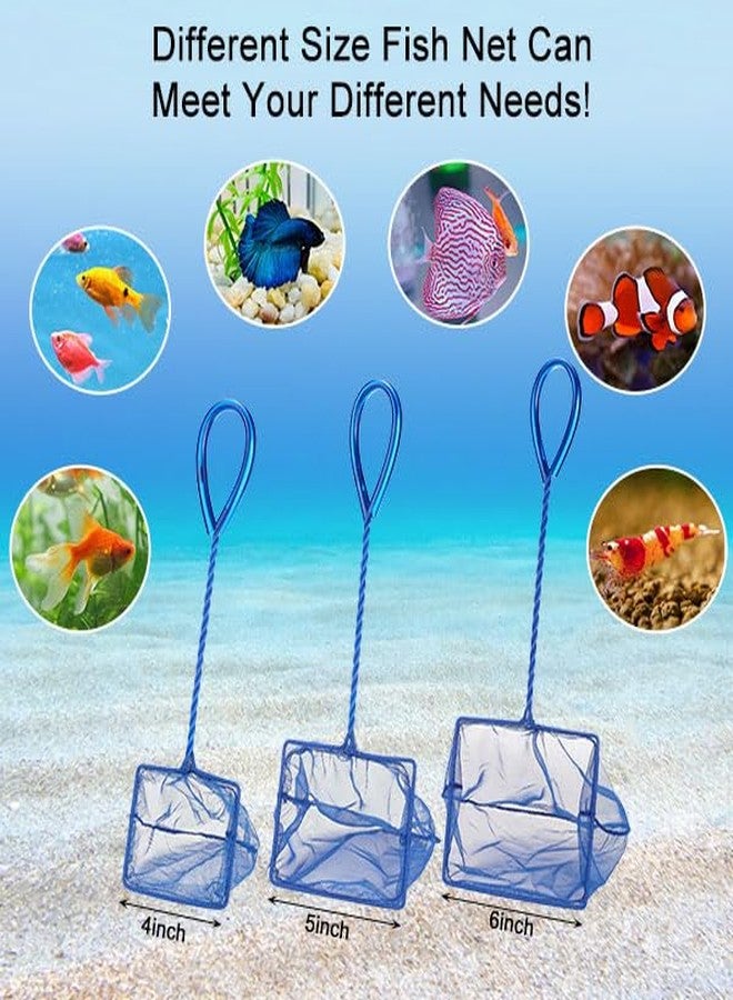 Mogoko 2 Packs 5 Inch Fish Net Aquarium, Small Fish Tank Net with Long Plastic Handle, Square net with Fine Mesh for Tank Cleaning(Blue) - Image 5