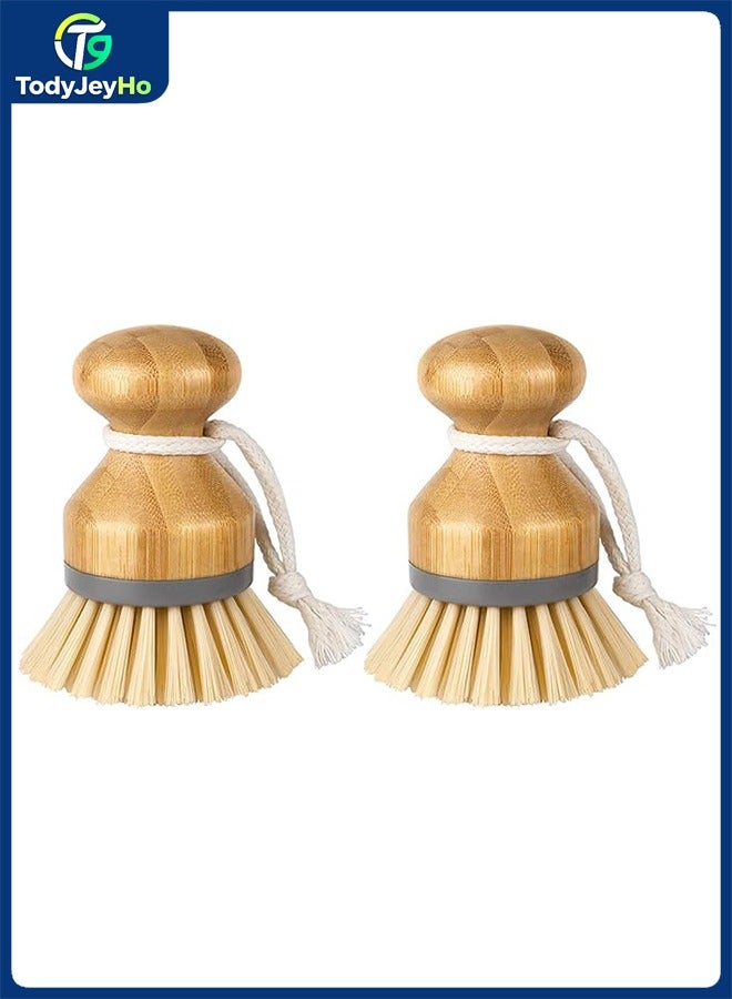 تودي جي هو فرشاة نخيل الخيزران، فرشاة التنظيف للأطباق، الأواني، الأواني، فرشاة الغسيل، فرشاة الأواني، فرشاة الأطباق، فرشاة تنظيف المطبخ قطعتين - Image 1