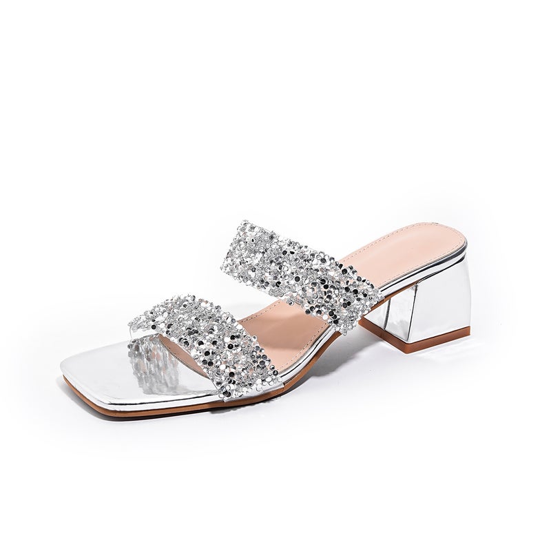 2026Ladies Shoes Bohemian New Fashion Rhinestone Slippers Korean Style Thick-Soled High-Heeled Women''s Shoes - Image 4