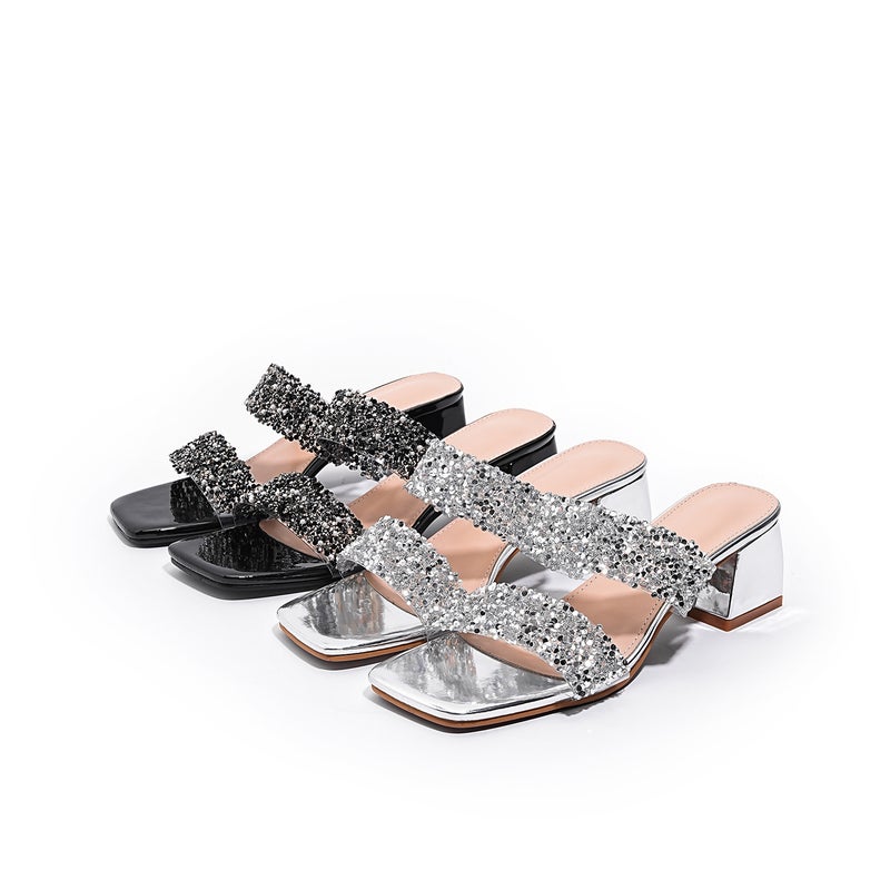 2026Ladies Shoes Bohemian New Fashion Rhinestone Slippers Korean Style Thick-Soled High-Heeled Women''s Shoes - Image 5