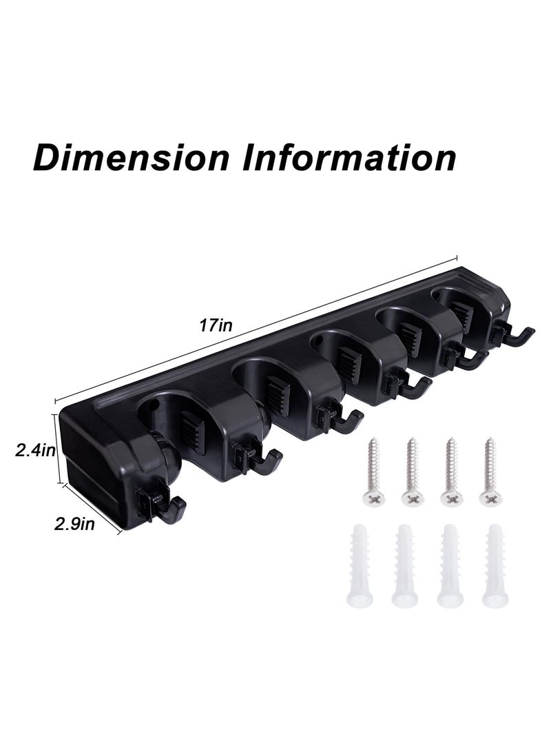 Broom Holder Wall Mount Broom Organizer Mop Holder Hanger Garden Tool Organizers Storage Rack Garage Laundry Room Organizations and Storage with Hooks Heavy Duty  - Image 2