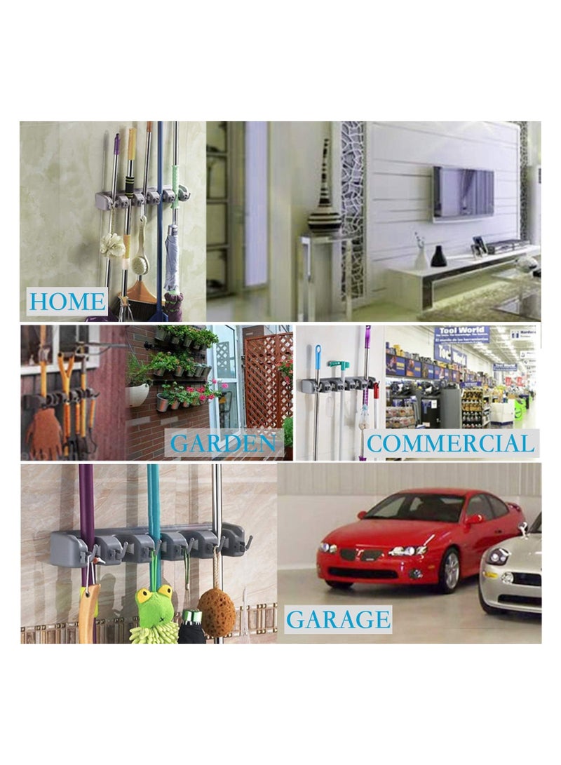 Broom Holder Wall Mount Broom Organizer Mop Holder Hanger Garden Tool Organizers Storage Rack Garage Laundry Room Organizations and Storage with Hooks Heavy Duty  - Image 3