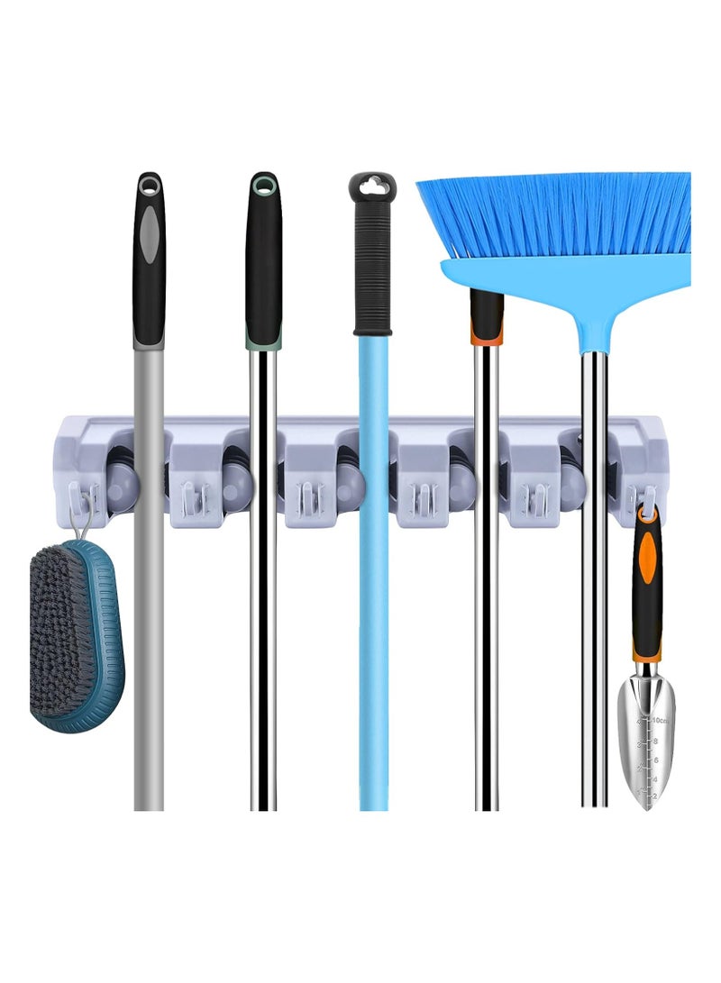 Broom Holder Wall Mount Broom Organizer Mop Holder Hanger Garden Tool Organizers Storage Rack Garage Laundry Room Organizations and Storage with Hooks Heavy Duty  - Image 4