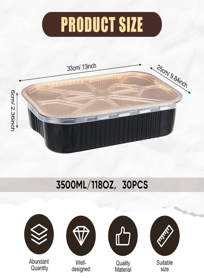 Baderke 30 Set 9x13 Heavy Duty Aluminum Pans with Lids Double Thick Aluminum Foil Baking Pan Food Container for Heating Cooking Meal Prep Storage Freezer and Takeout (Black Gold) - Image 2
