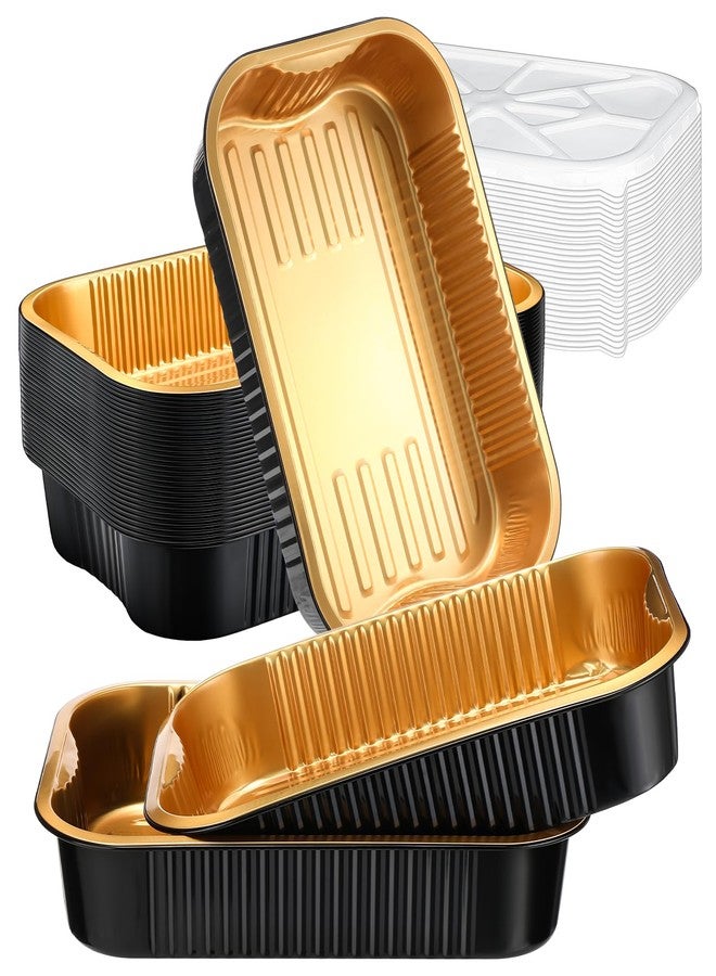 Baderke 30 Set 9x13 Heavy Duty Aluminum Pans with Lids Double Thick Aluminum Foil Baking Pan Food Container for Heating Cooking Meal Prep Storage Freezer and Takeout (Black Gold) - Image 1