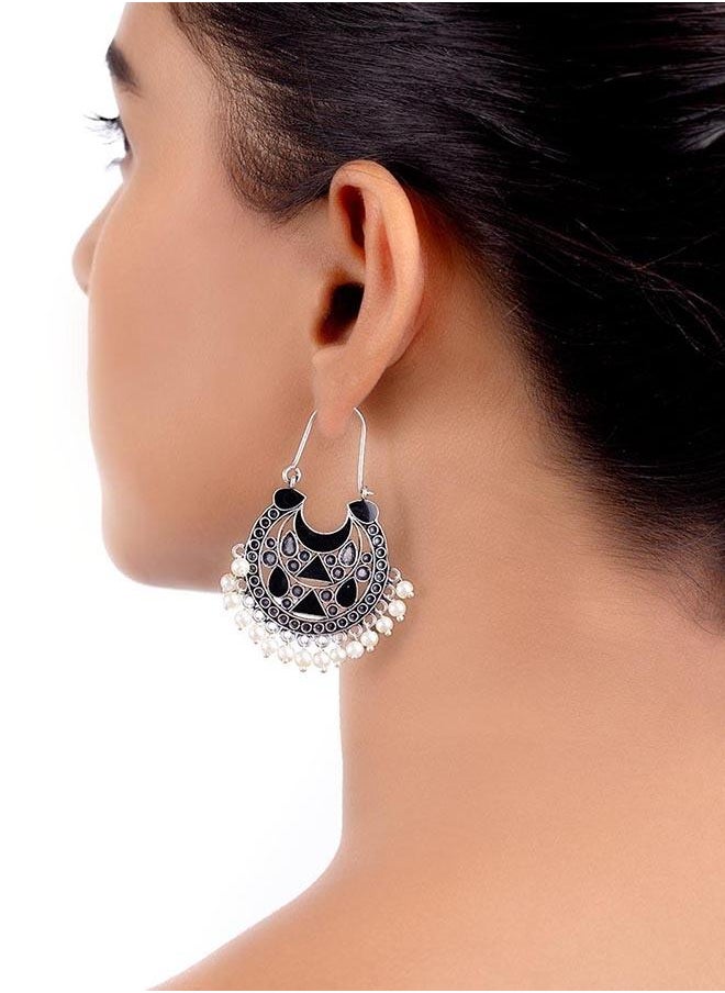 VOYLLA Rangabati Oxidized Silver Plated Earrings  - Image 5