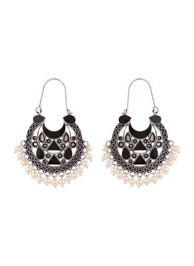 VOYLLA Rangabati Oxidized Silver Plated Earrings  - Image 2
