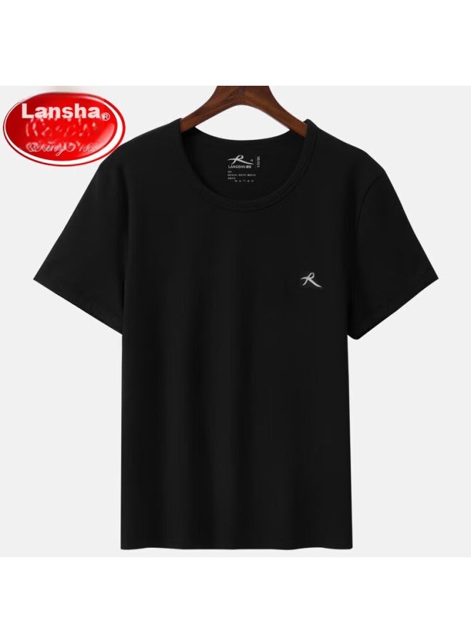LANG SHA Langsha Short-sleeve Tank Top For Men, Cotton Round Neck, Solid Color, Simple, Thin, Sweat-absorbing, Breathable, Sports Casual Undershirt - Image 1
