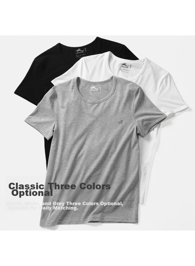 LANG SHA Langsha Short-sleeve Tank Top For Men, Cotton Round Neck, Solid Color, Simple, Thin, Sweat-absorbing, Breathable, Sports Casual Undershirt - Image 2